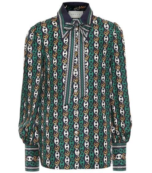 Bedruckte Schluppenbluse aus Seide | Gucci
