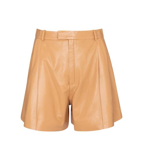 High-rise pleated leather shorts | Zeynep Arçay