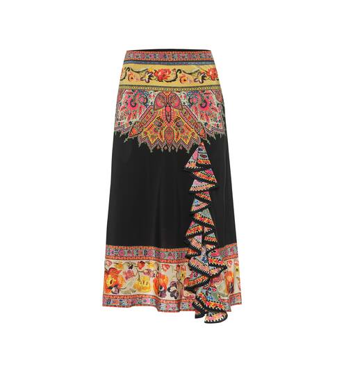 Ruffled silk midi skirt | Etro