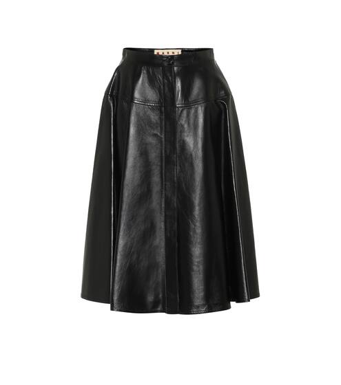 High-rise leather midi skirt | Marni