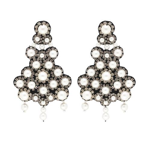 Orecchini con perle bijoux e cristalli | Erdem