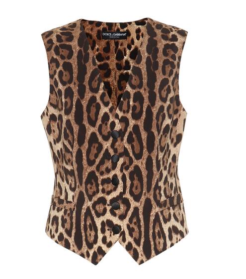 Leopard-print wool-blend crêpe vest | Dolce & Gabbana