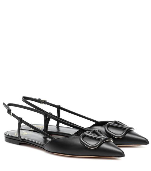 Valentino Garavani VLOGO leather slingback ballet flats | Valentino