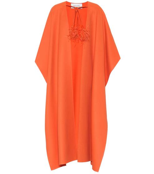 Feather-trimmed virgin wool cape | Valentino