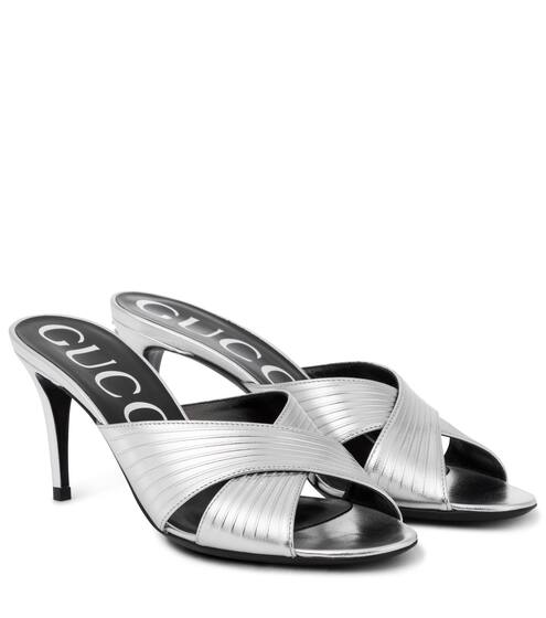 Metallic leather sandals | Gucci