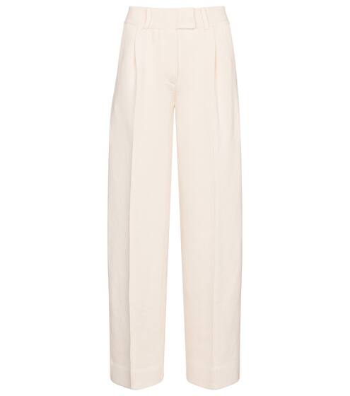High-rise straight cotton-blend pants | Fendi