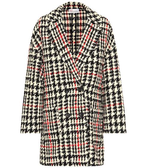 Houndstooth wool-blend coat | REDValentino