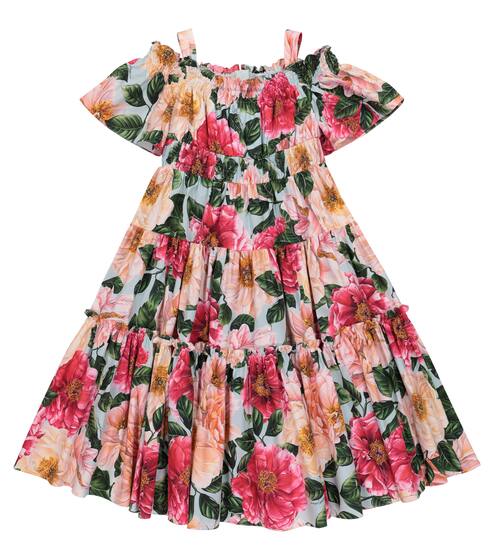 Floral poplin maxi dress | Dolce & Gabbana Kids