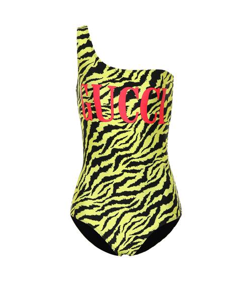 One-shoulder zebra-printed swimsuit | Gucci