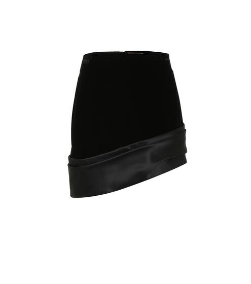 Satin-trimmed velvet miniskirt | Saint Laurent