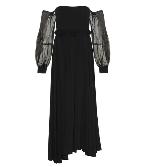 Wool-crêpe off-the-shoulder gown | Loewe