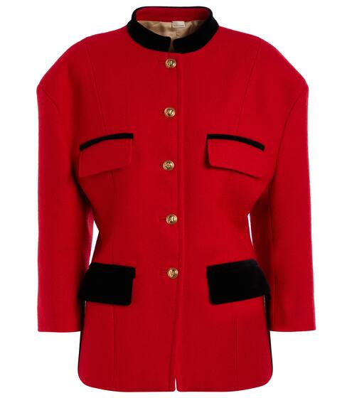 Velvet-trimmed wool-blend jacket | Gucci