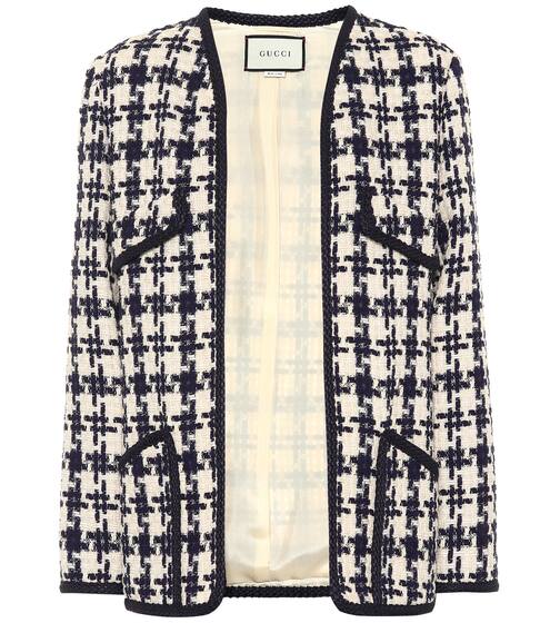 Houndstooth tweed wool-blend jacket | Gucci