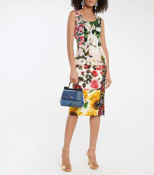 Patchworked stretch-silk midi dress | Dolce & Gabbana