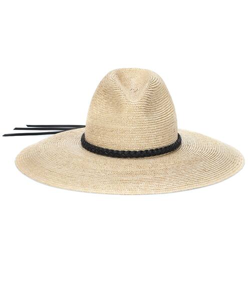 Straw leather-trimmed hat | Saint Laurent