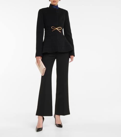 Bow-belted wool-blend blazer | Oscar de la Renta