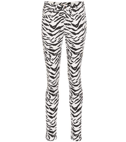 Zebra-print mid-rise skinny jeans | Saint Laurent