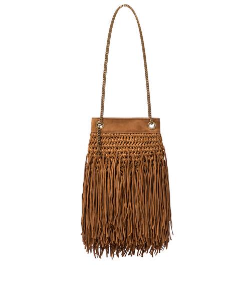 Grace raffia and suede shoulder bag | Saint Laurent