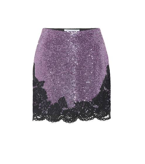 Lace-trimmed sequined miniskirt | Philosophy Di Lorenzo Serafini