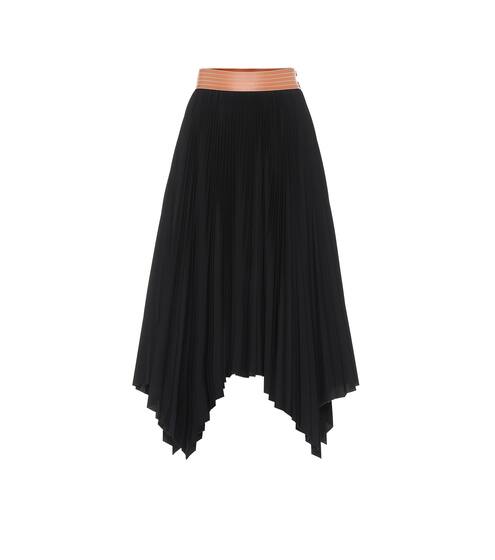 Pleated cotton-blend midi skirt | Loewe
