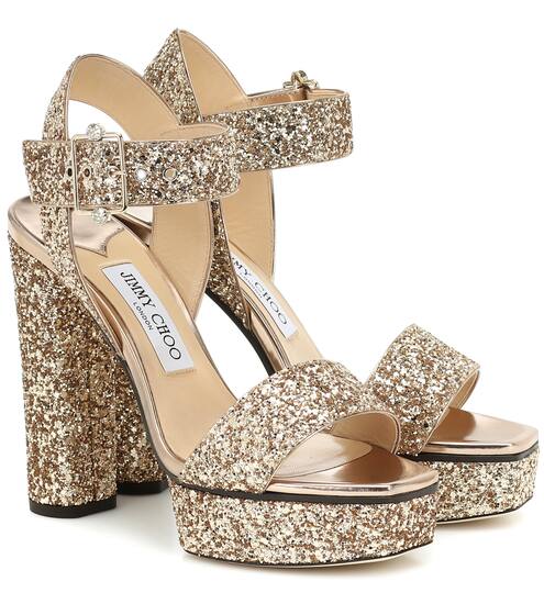 Maie 125 glitter platform sandals | Jimmy Choo
