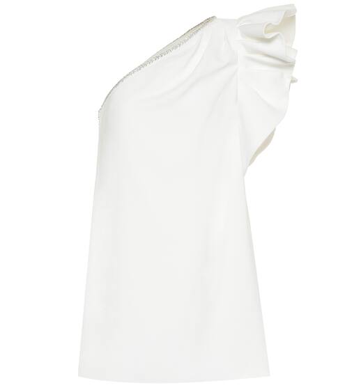 One-shoulder beaded crêpe minidress | Self-Portrait