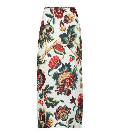 Ambroise floral linen midi skirt | SIR