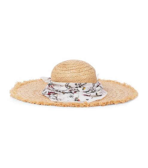 Vacation raffia hat with bandana | Erdem