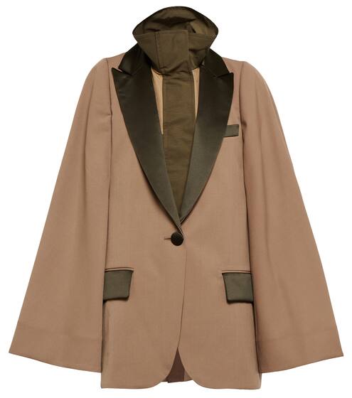Layered satin-paneled blazer | Sacai