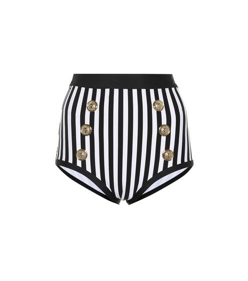 Culotte de bikini rayée à taille haute | Balmain