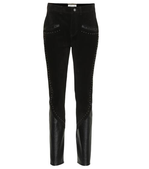 High-rise slim suede pants | Saint Laurent