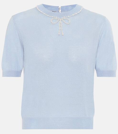 Embellished silk and cashmere top | Miu Miu