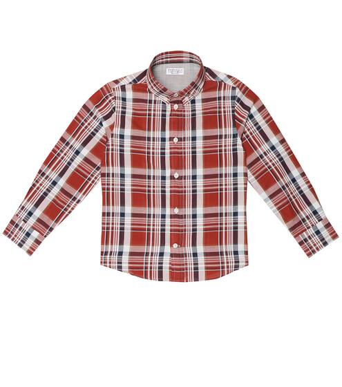 Checked cotton and linen shirt | Brunello Cucinelli Kids