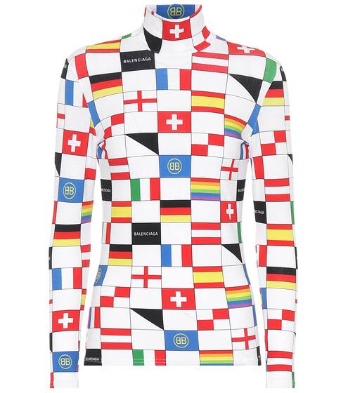 Flag-printed mockneck top | Balenciaga