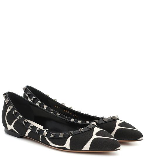 Valentino Garavani Rockstud animal-print ballet flats | Valentino