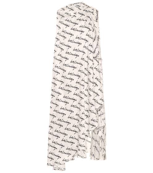 Logo asymmetric silk midi dress | Balenciaga