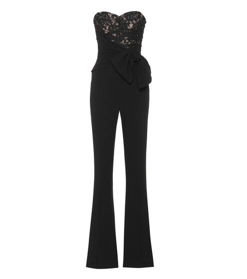 Betty lace-trimmed crêpe jumpsuit | Rebecca Vallance