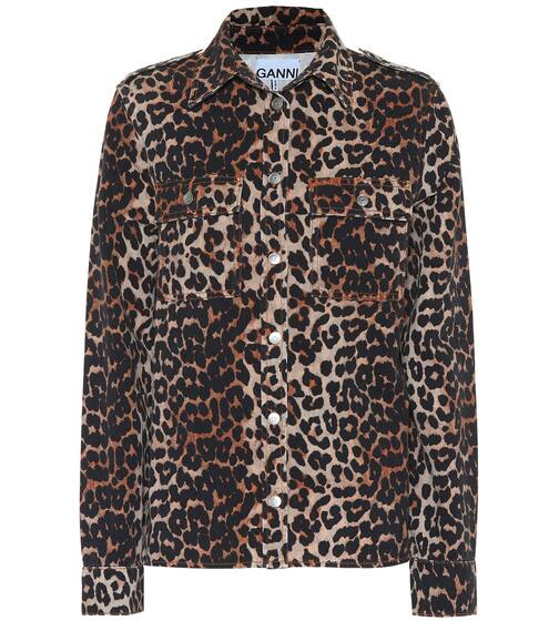 Leopard-print denim shirt | Ganni