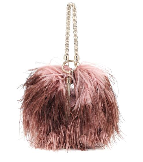 Callie feather-trimmed clutch | Jimmy Choo