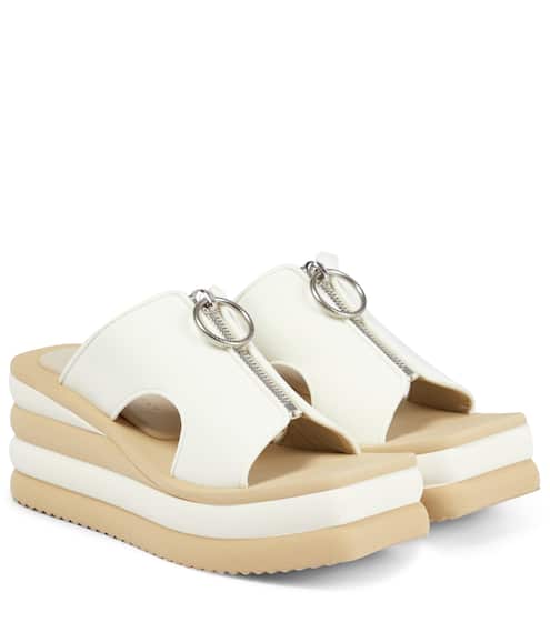 white flat wedge sandals