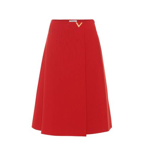 Virgin wool crêpe midi skirt | Valentino