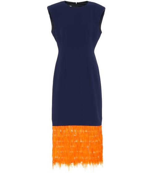 Feathered crêpe midi dress | Dries Van Noten