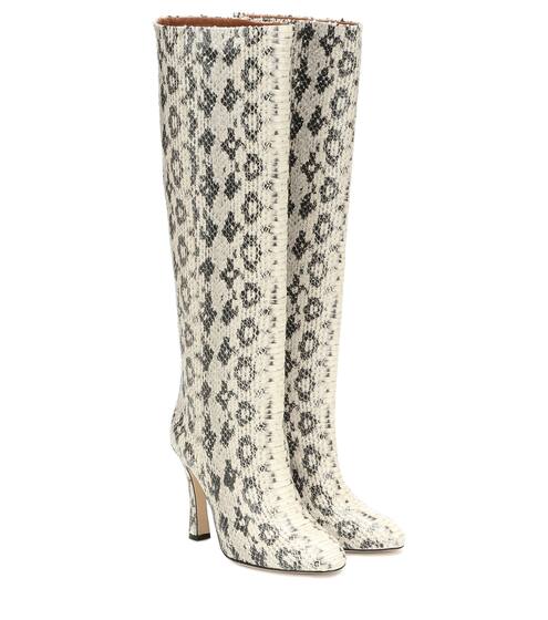 Snake-effect leather ankle boots | Paris Texas