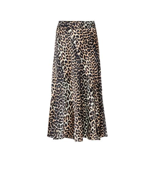 تنورة متوسطة الطول من الحرير المخلوط | Ganni