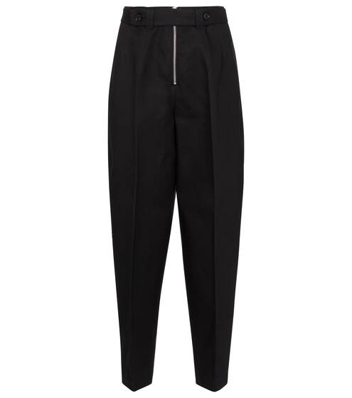 High-rise tapered cotton piqué pants | Jil Sander