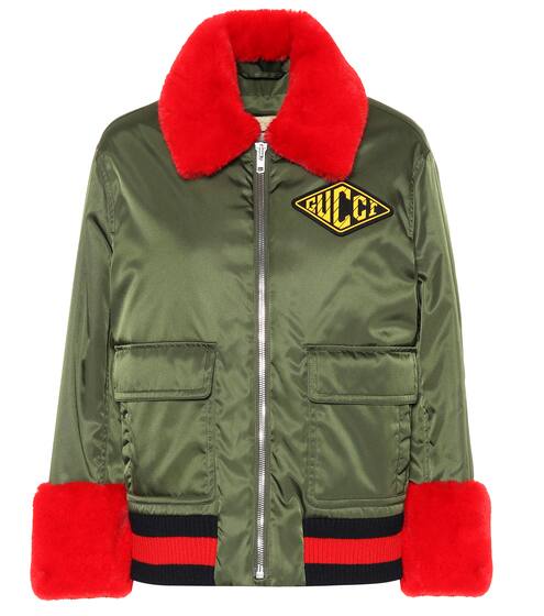 Faux fur-trimmed bomber jacket | Gucci