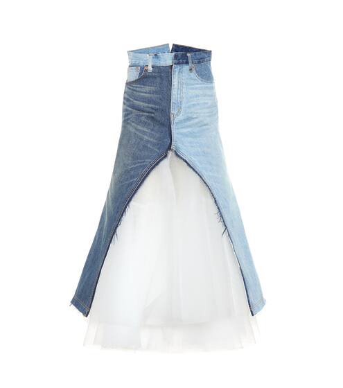 Denim and tulle maxi skirt | Junya Watanabe