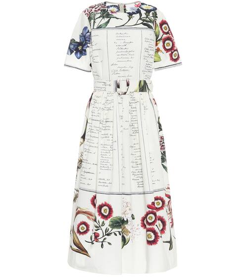 Printed cotton-poplin midi dress | Oscar de la Renta