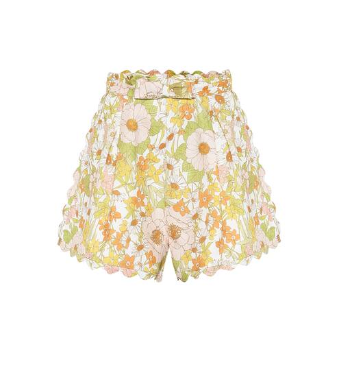 Shorts Super Eight de lino floral | Zimmermann