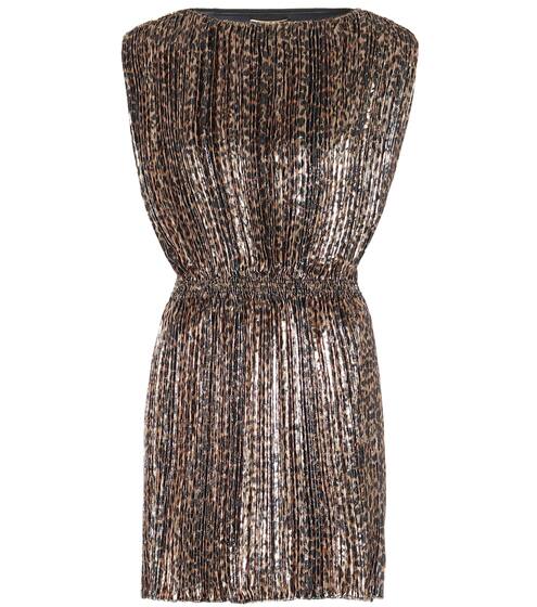 Pleated leopard-print minidress | Saint Laurent